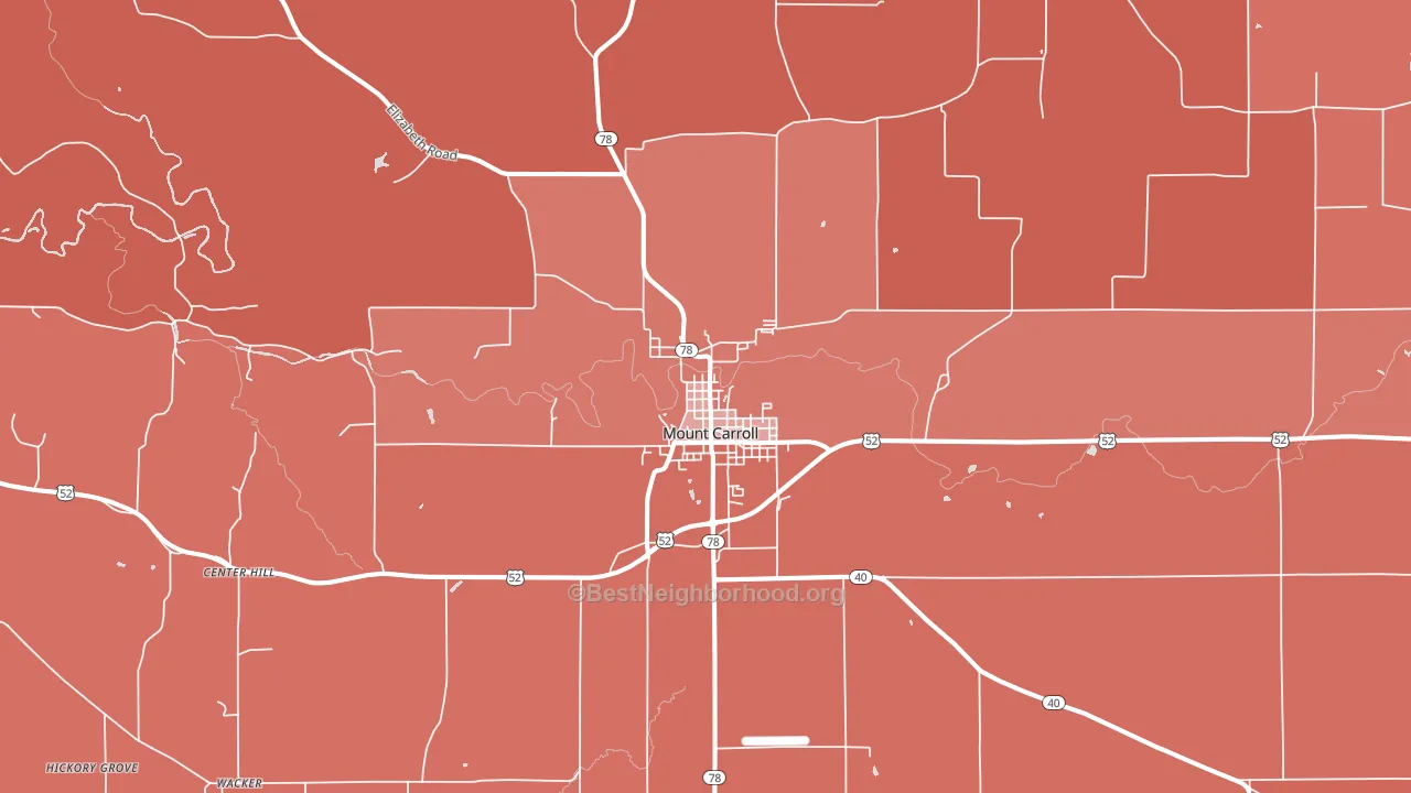 Mount Carroll, IL block-group political-lean map