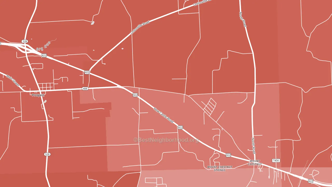 Mount Chestnut Springs, PA block-group political-lean map