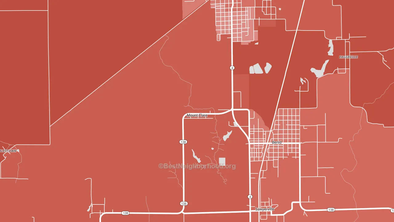 Mount Clare, IL block-group political-lean map