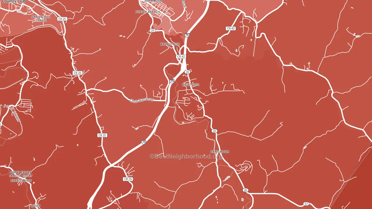 Mount Clare, WV block-group political-lean map