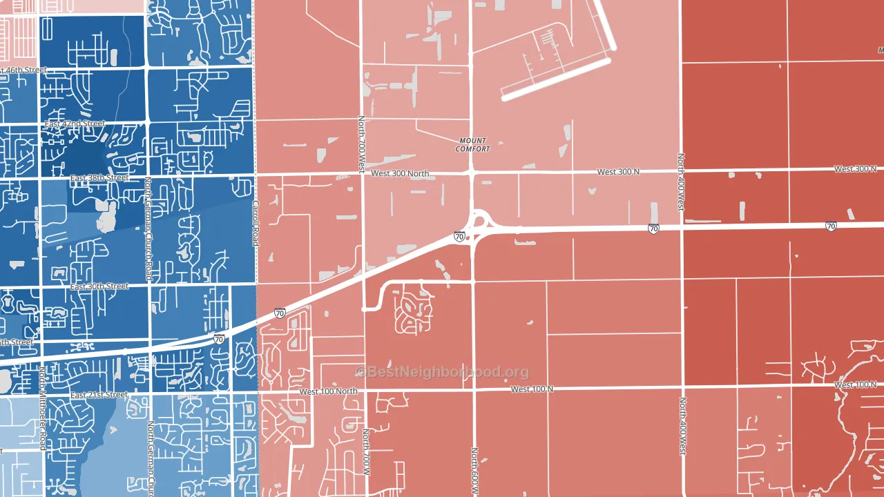 Mount Comfort, IN block-group political-lean map