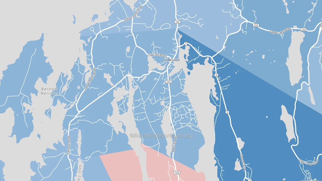 Mount Desert, ME block-group political-lean map