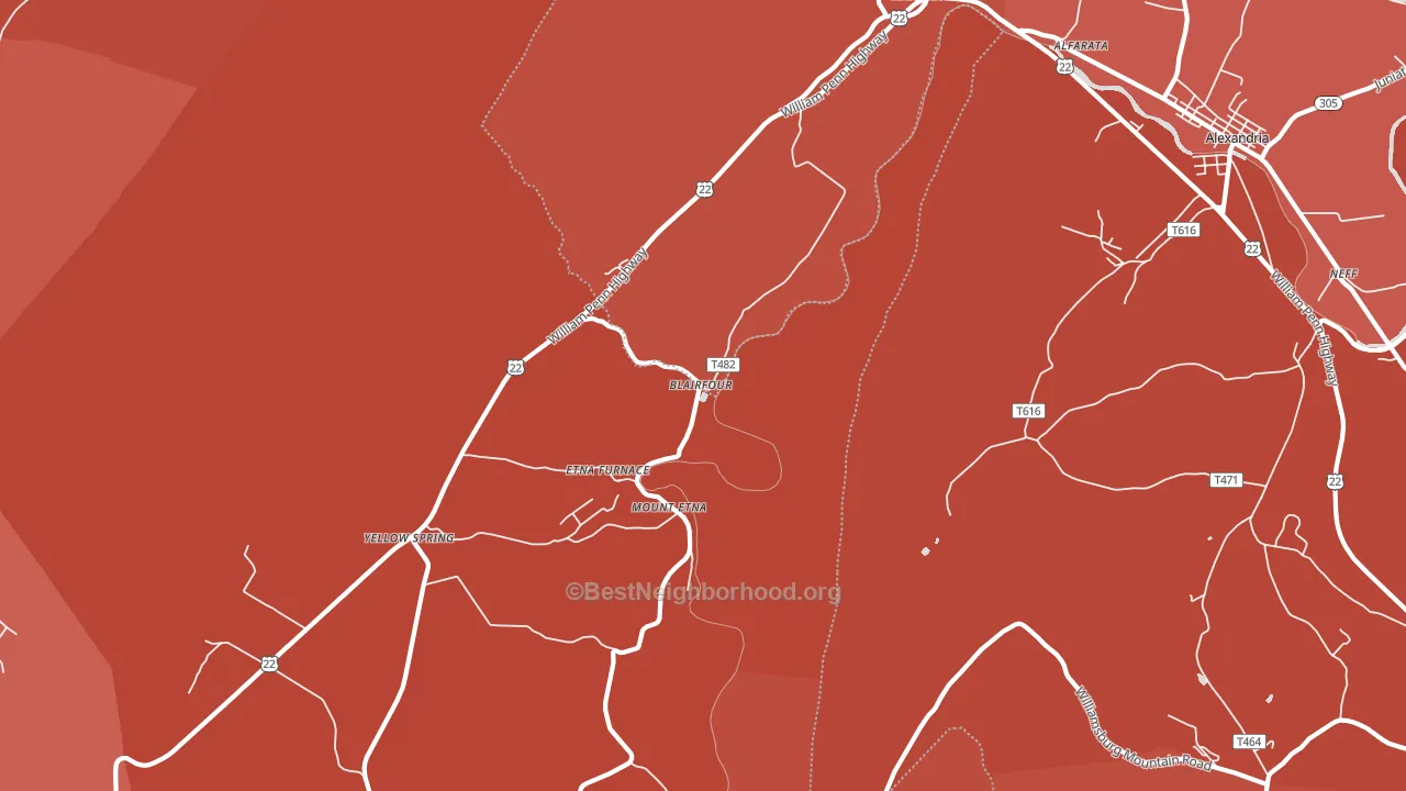 Mount Etna, PA block-group political-lean map