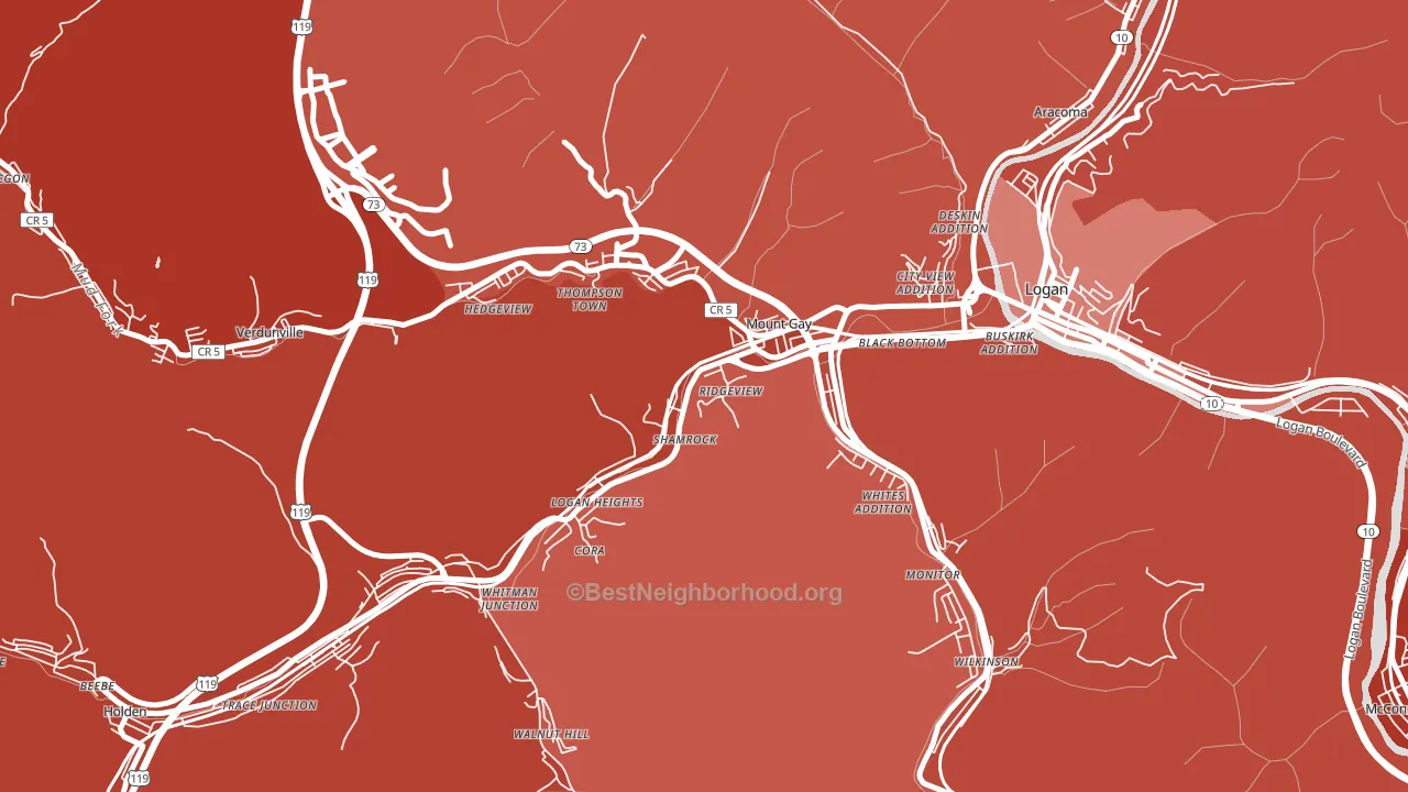 Mount Gay-Shamrock, WV block-group political-lean map