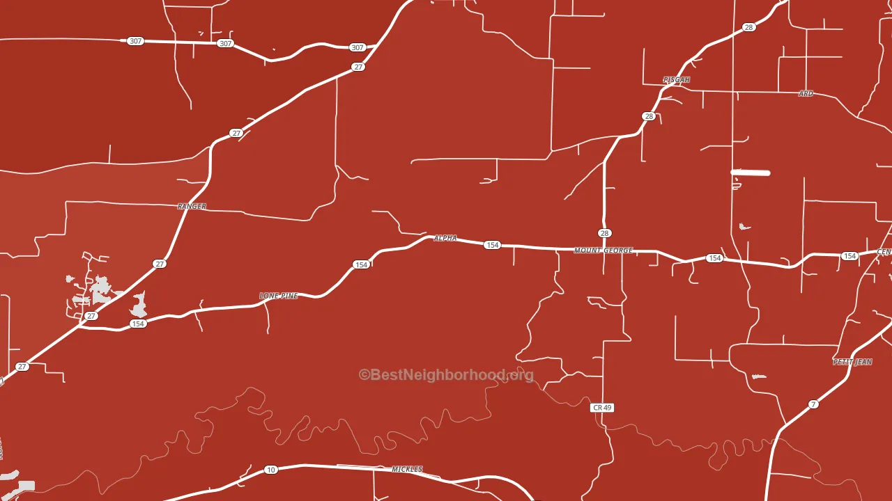 Mount George, AR block-group political-lean map