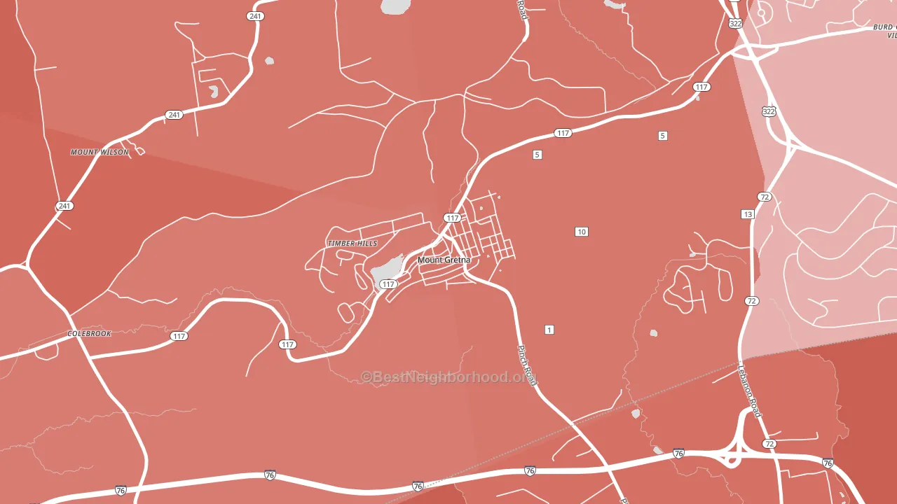 Mount Gretna, PA block-group political-lean map