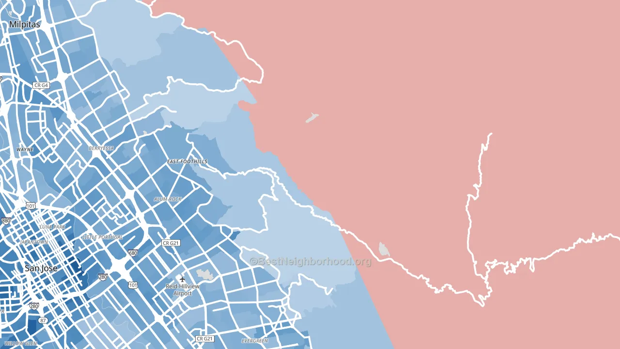 Mount Hamilton, CA block-group political-lean map