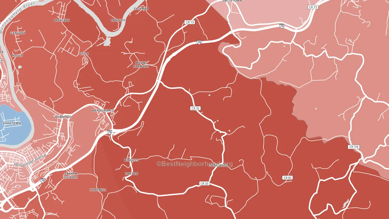 Mount Harmony, WV block-group political-lean map