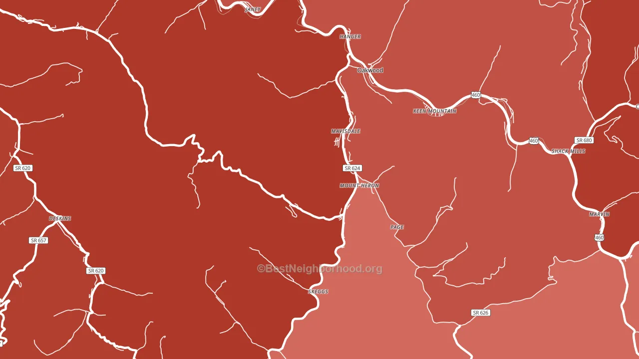 Mount Heron, VA block-group political-lean map