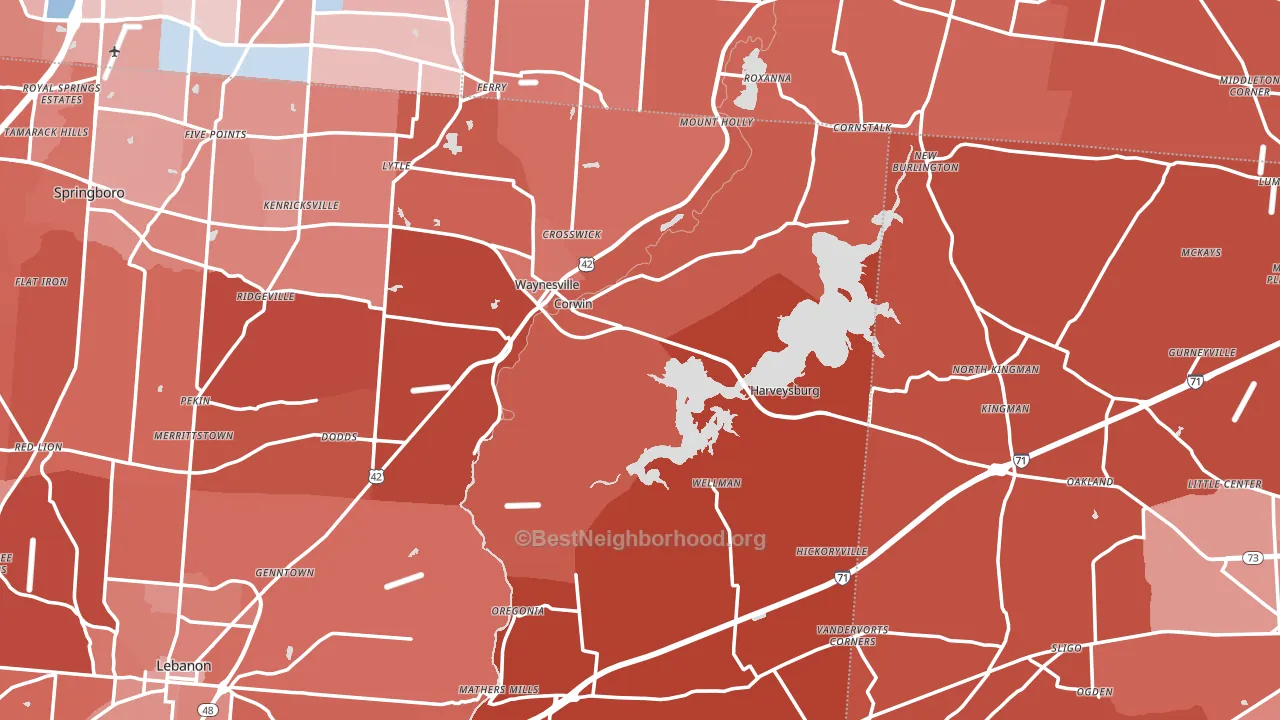 Mount Holly, OH block-group political-lean map
