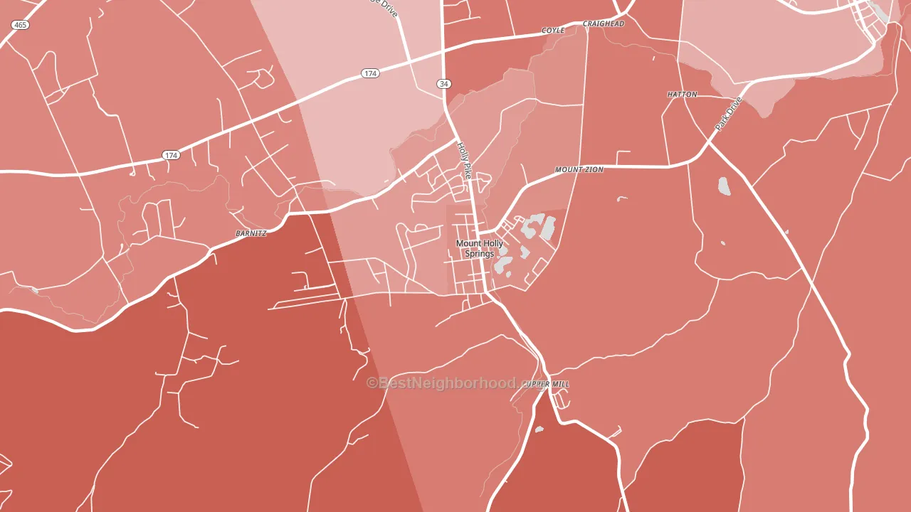 Mount Holly Springs, PA block-group political-lean map