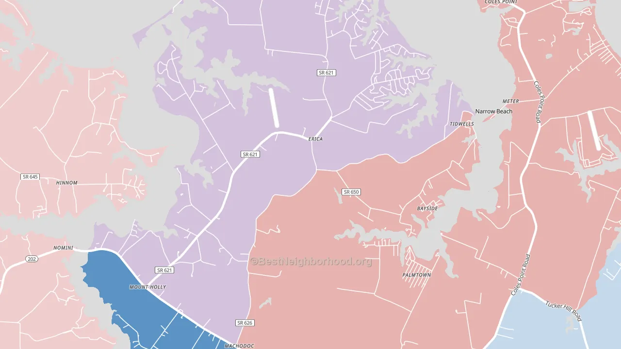Mount Holly, VA block-group political-lean map