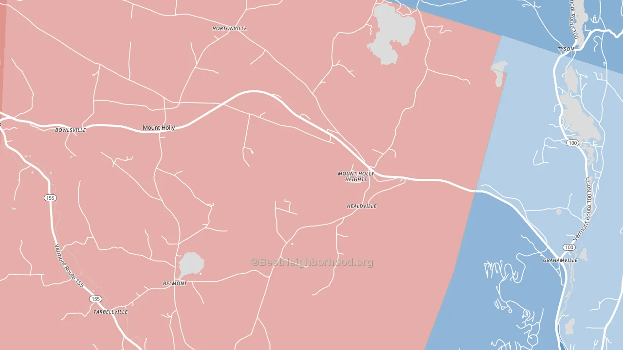 Mount Holly, VT block-group political-lean map