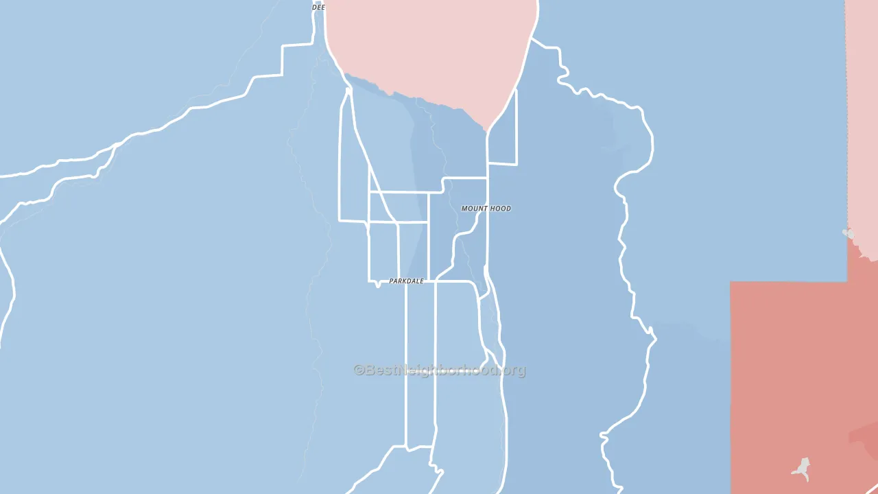 Mount Hood-Parkdale, OR block-group political-lean map