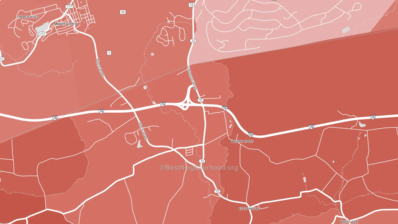 Mount Hope, PA block-group political-lean map
