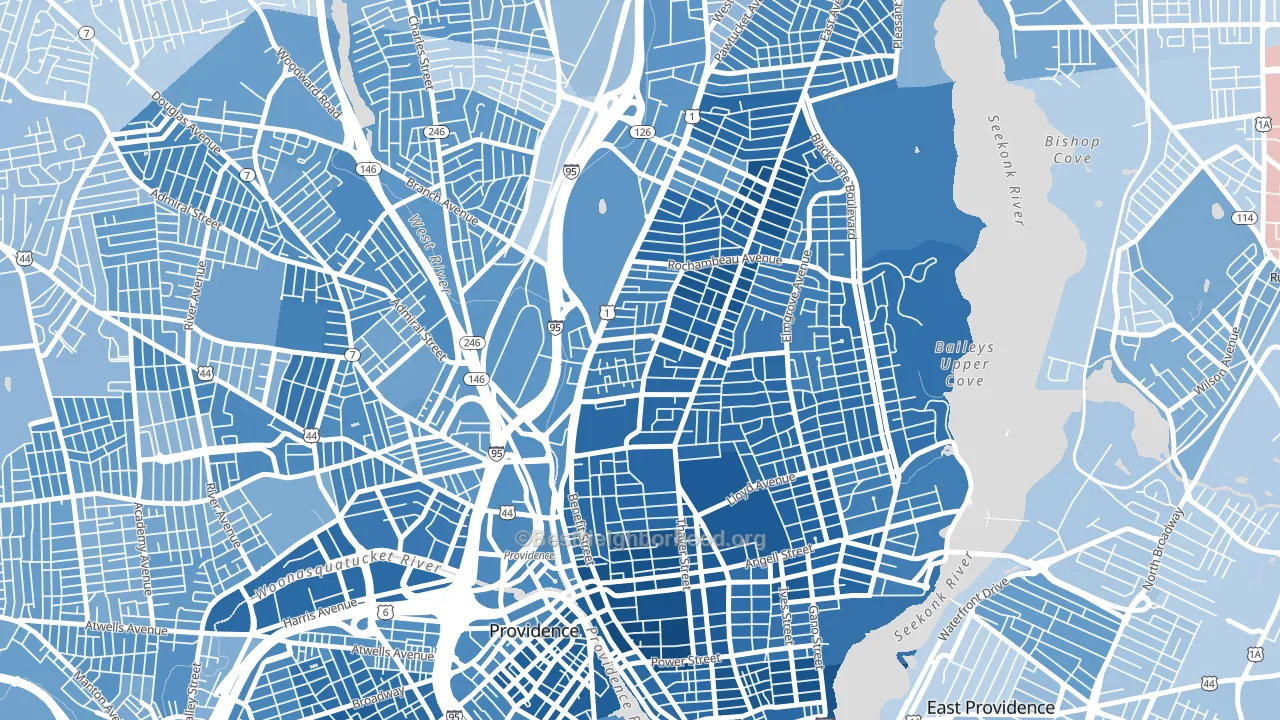 Mount Hope, Providence, RI block-group political-lean map