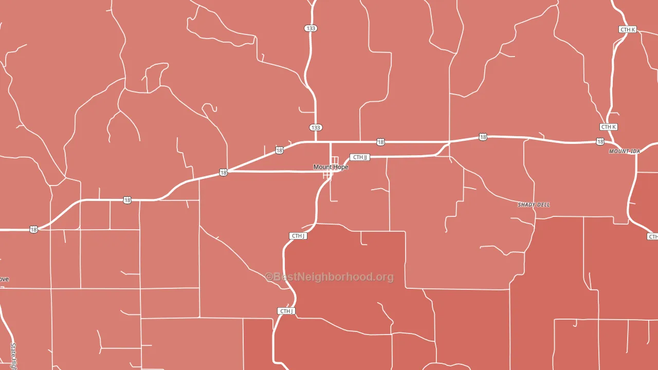 Mount Hope, WI block-group political-lean map