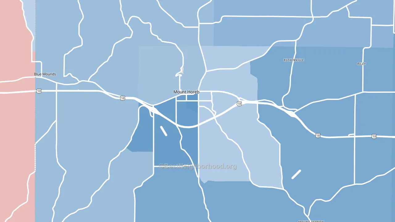 Mount Horeb, WI block-group political-lean map