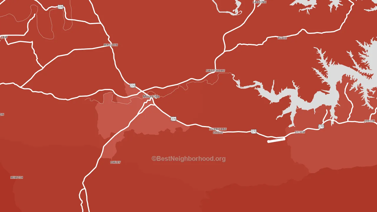 Mount Ida, AR block-group political-lean map