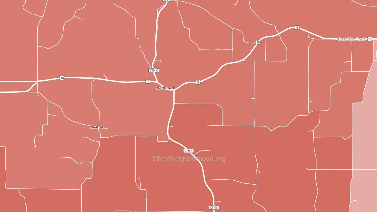Mount Ida, WI block-group political-lean map