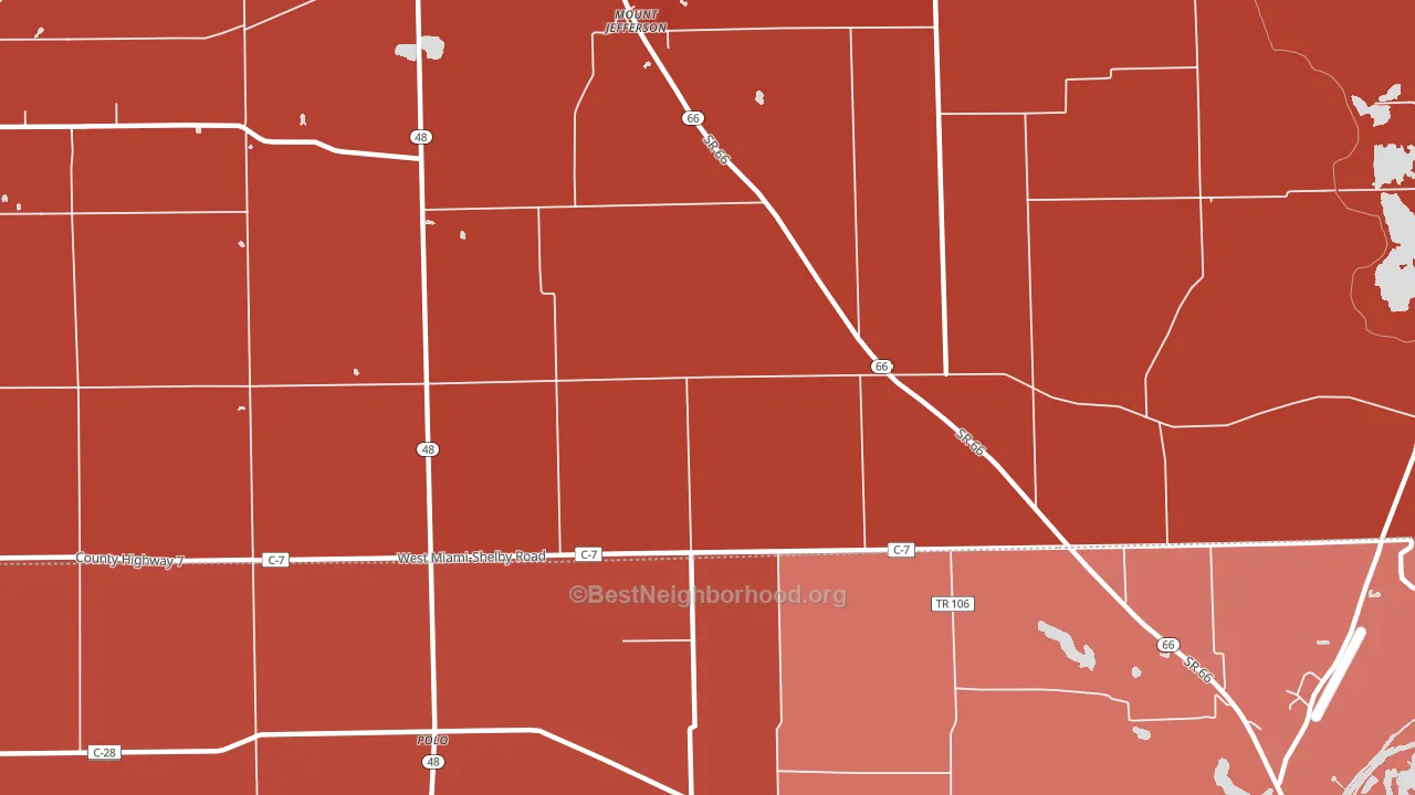 Mount Jefferson, OH block-group political-lean map