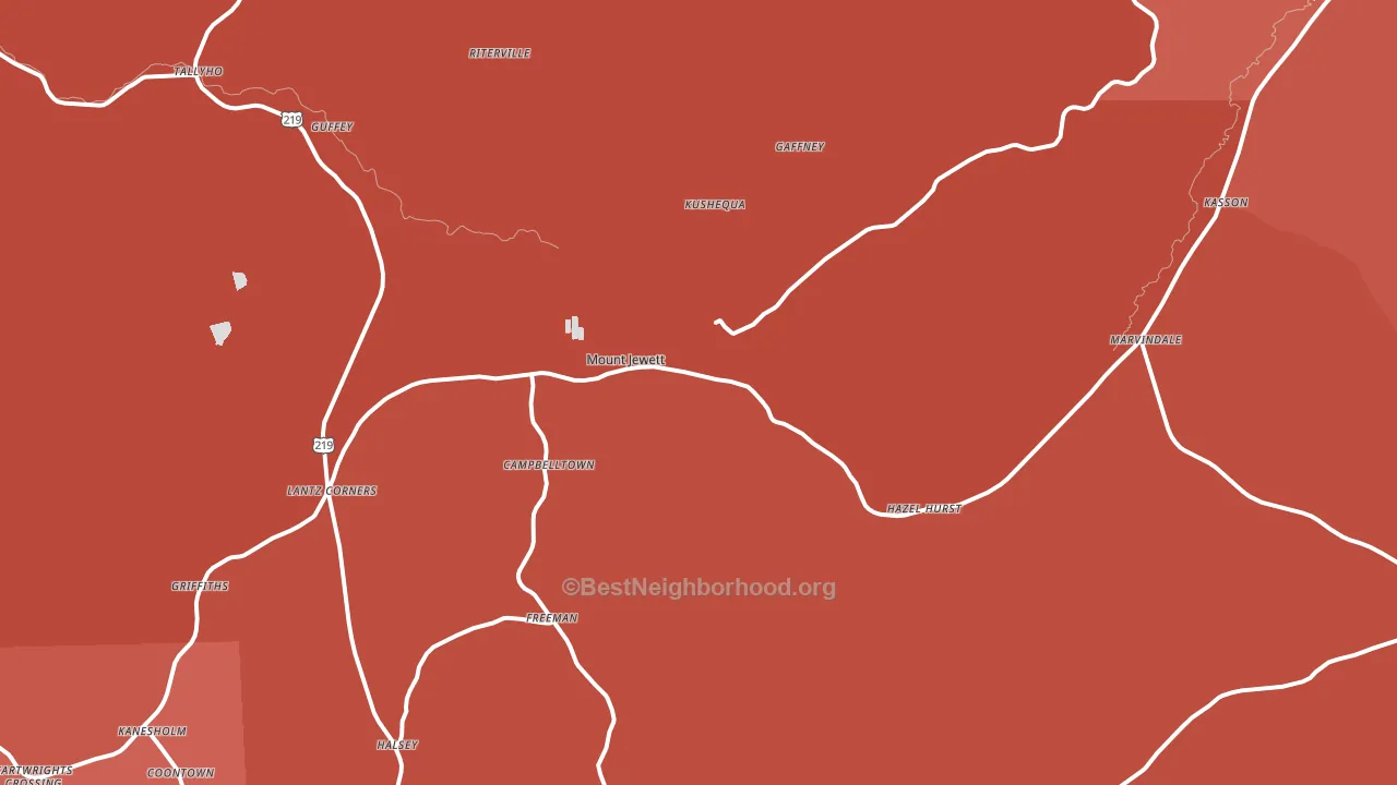 Mount Jewett, PA block-group political-lean map