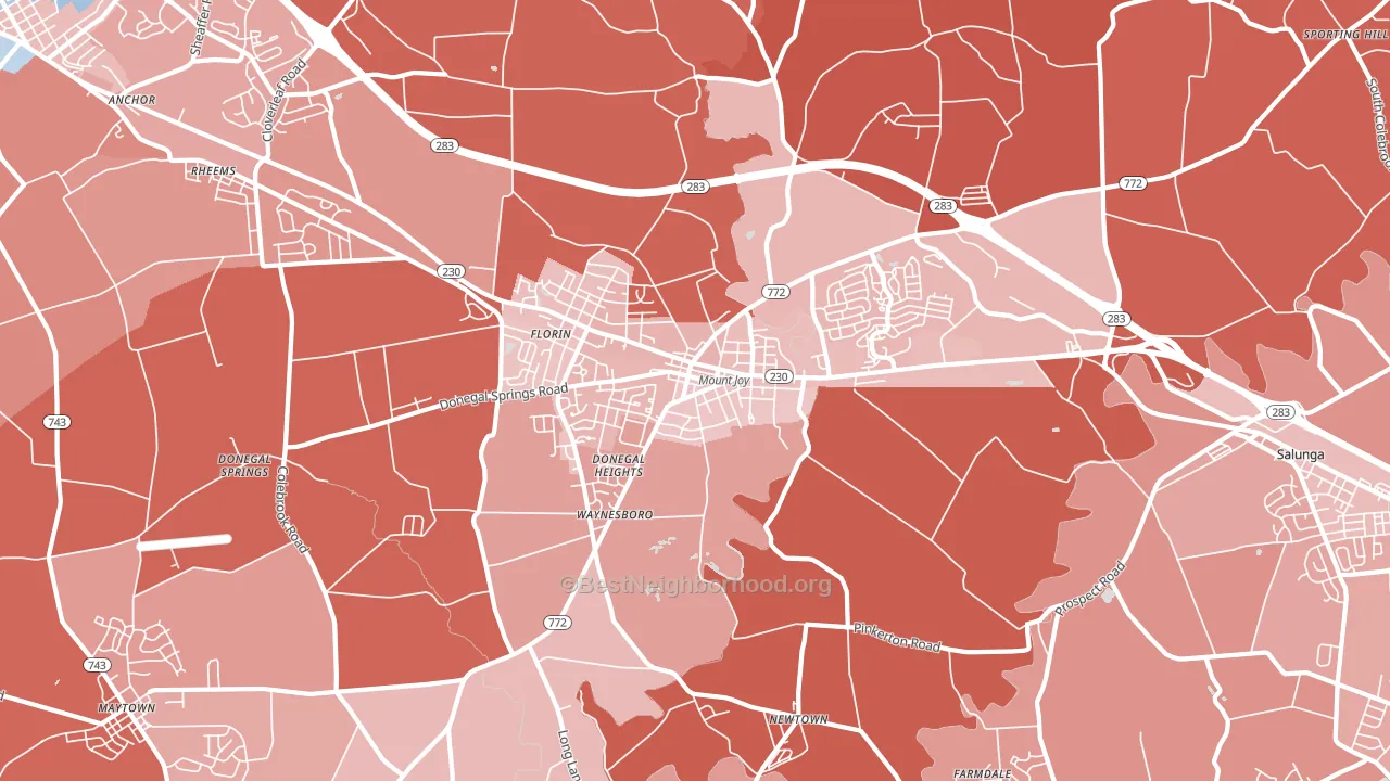Mount Joy, PA block-group political-lean map