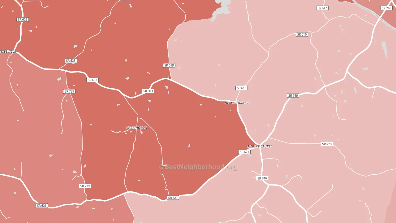 Mount Laurel, VA block-group political-lean map