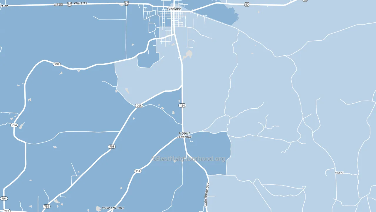 Mount Lebanon, LA block-group political-lean map