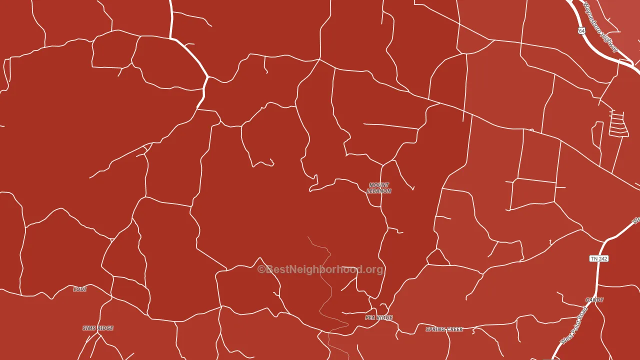 Mount Lebanon, TN block-group political-lean map