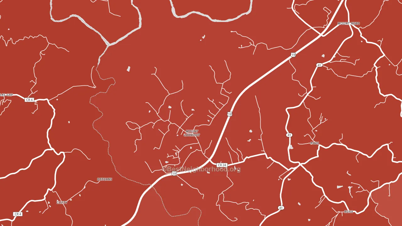 Mount Lookout, WV block-group political-lean map