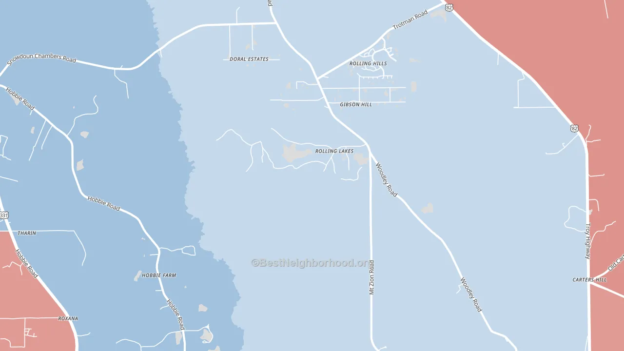 Mount Meigs, AL block-group political-lean map