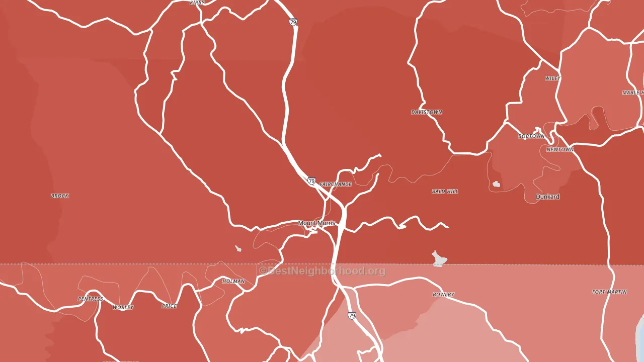 Mount Morris, PA block-group political-lean map