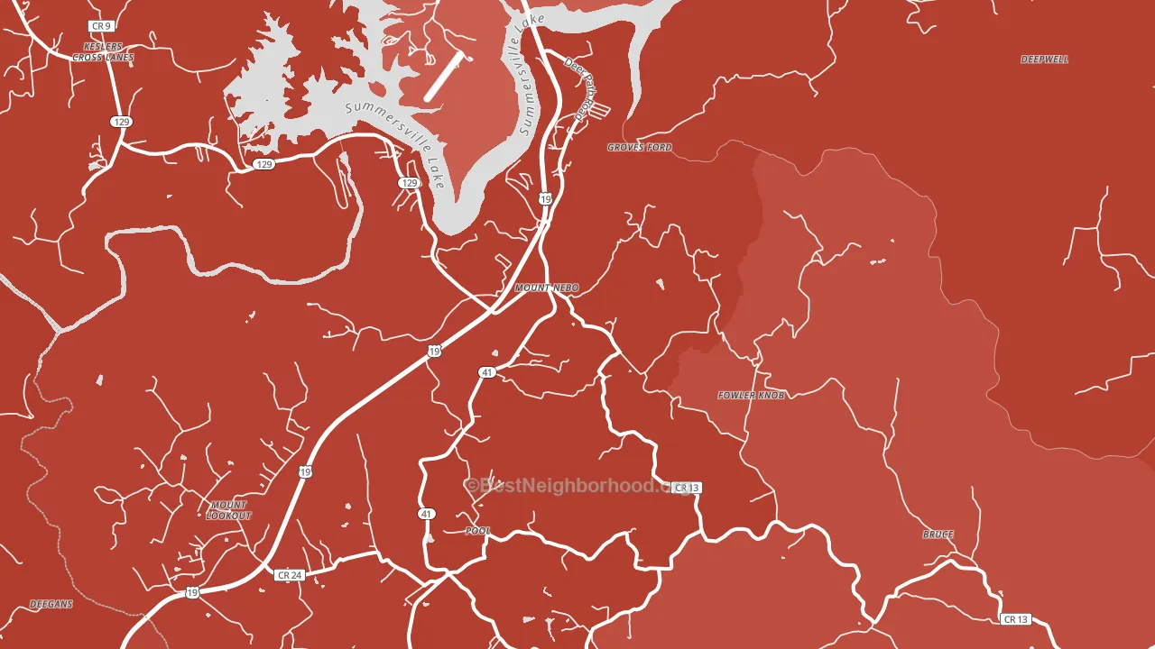 Mount Nebo, WV block-group political-lean map