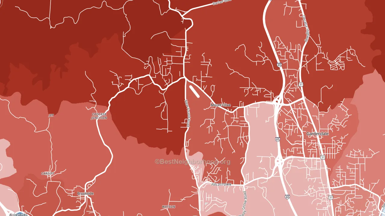 Mount Olive, AL block-group political-lean map