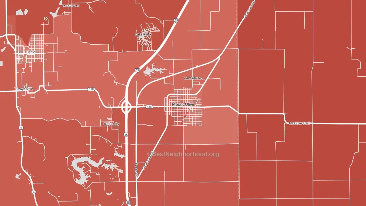 Mount Olive, IL block-group political-lean map