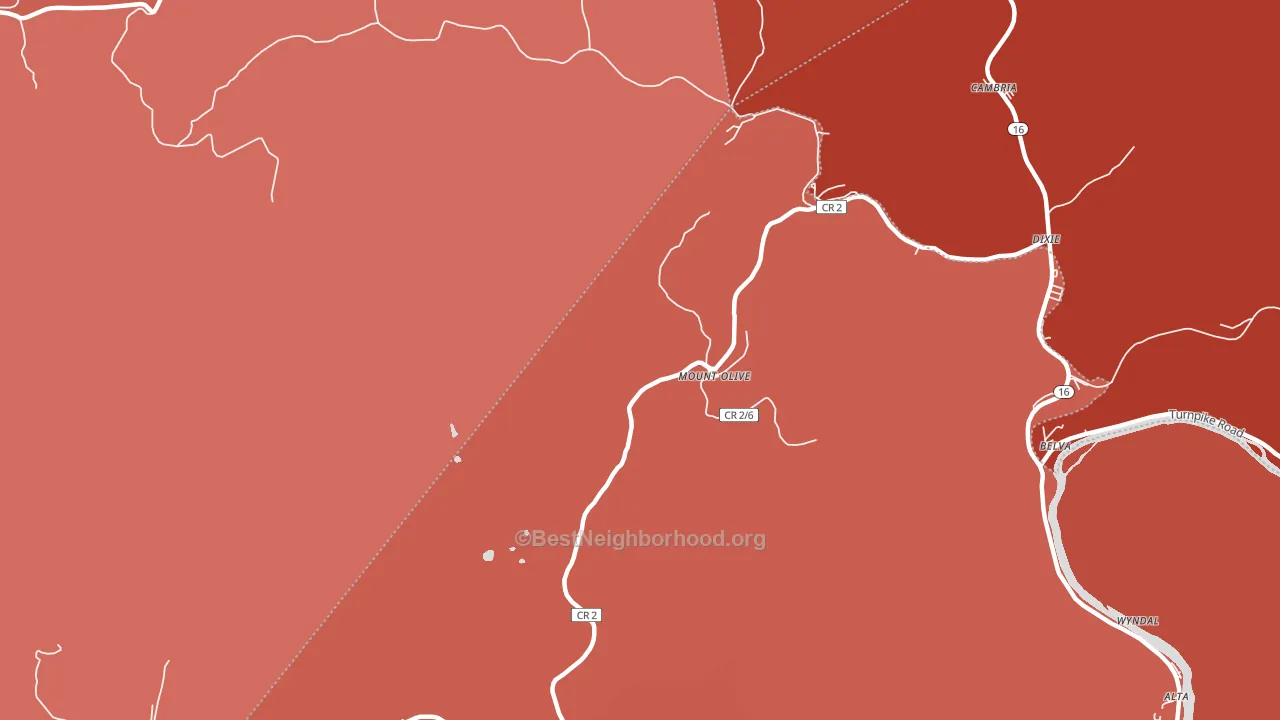 Mount Olive, WV block-group political-lean map