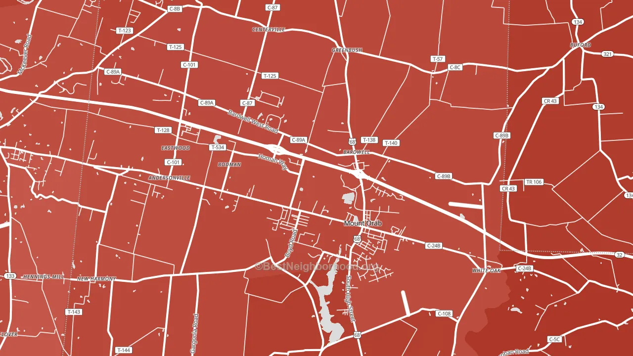 Mount Orab, OH block-group political-lean map