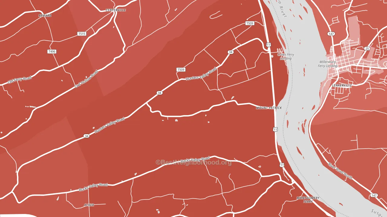 Mount Patrick, PA block-group political-lean map