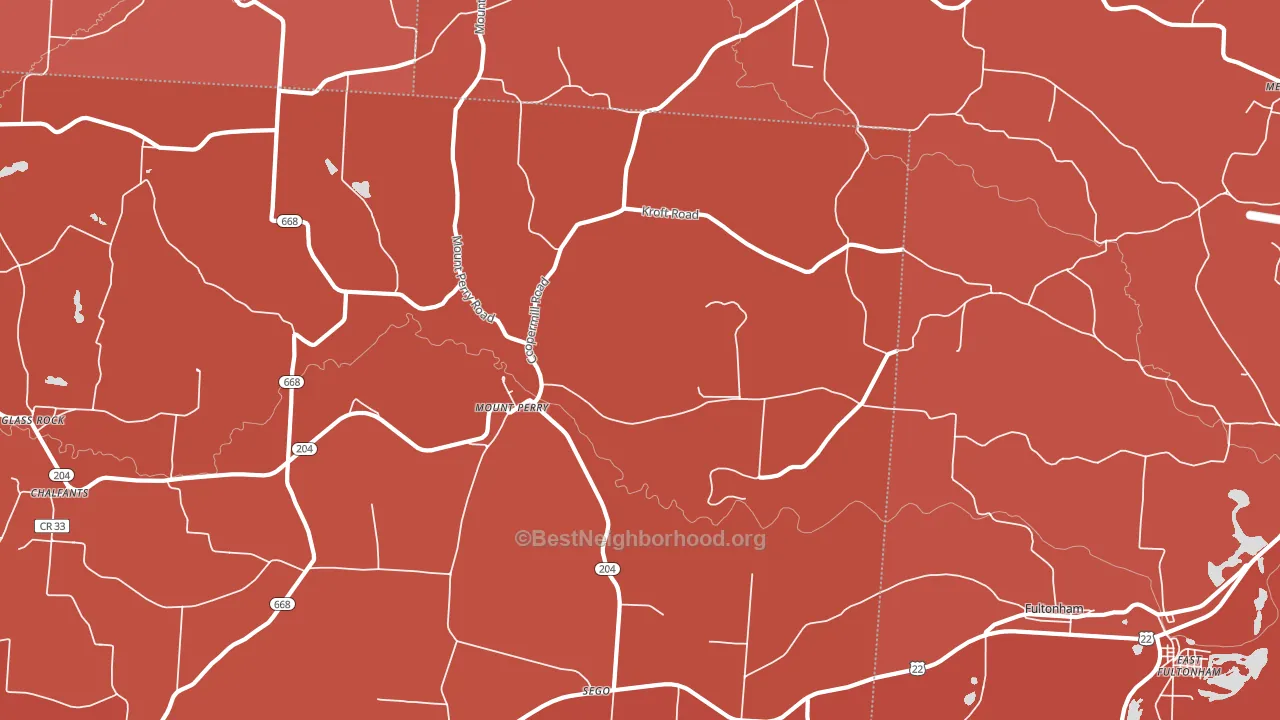 Mount Perry, OH block-group political-lean map