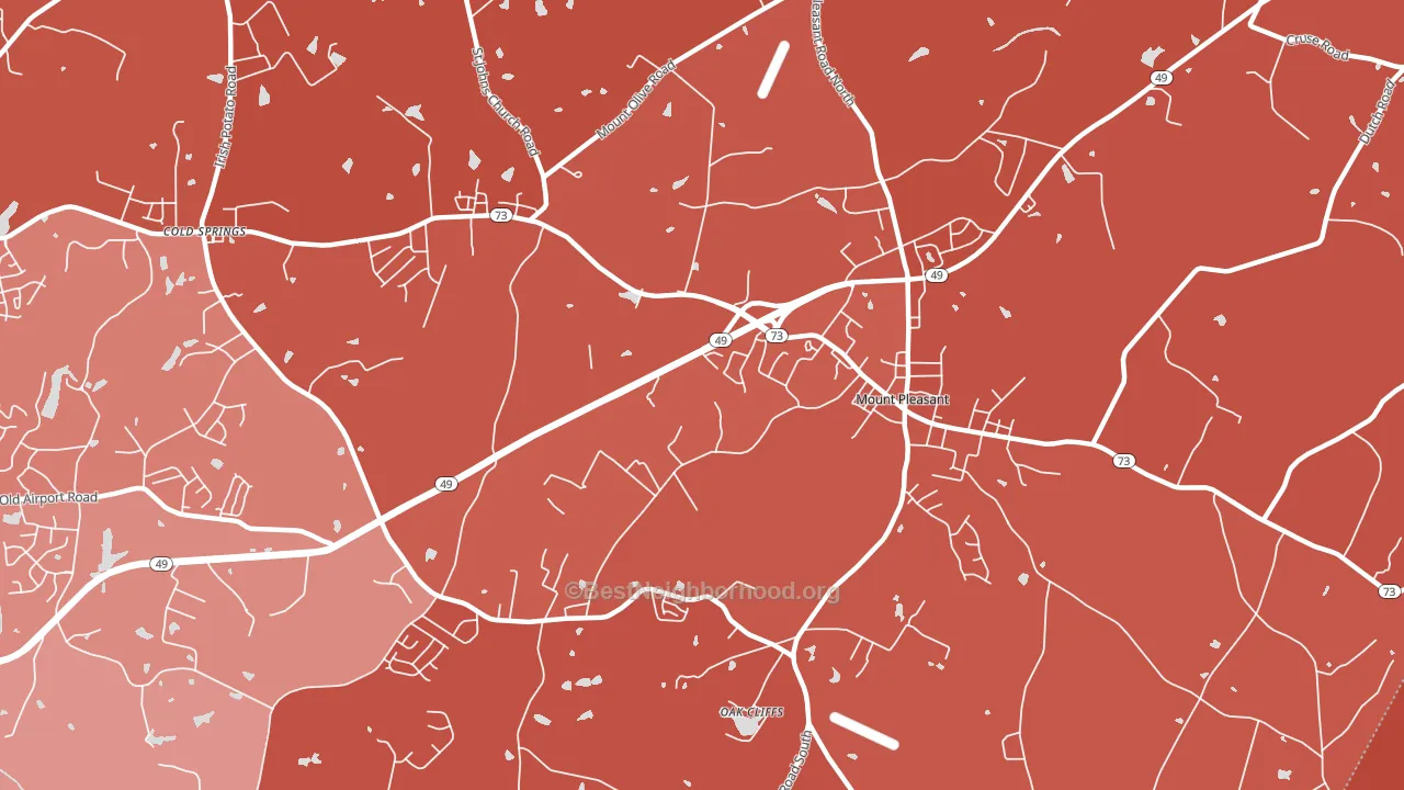 Mount Pleasant Area, Mount Pleasant, NC block-group political-lean map