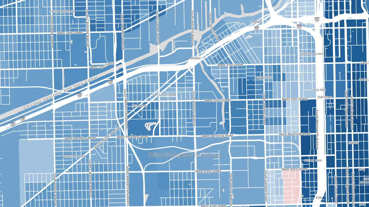 Mount Pleasant, Chicago, IL block-group political-lean map