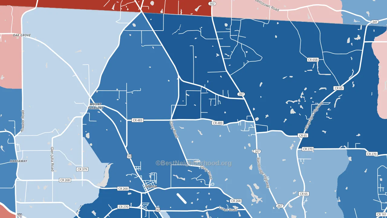 Mount Pleasant, FL block-group political-lean map