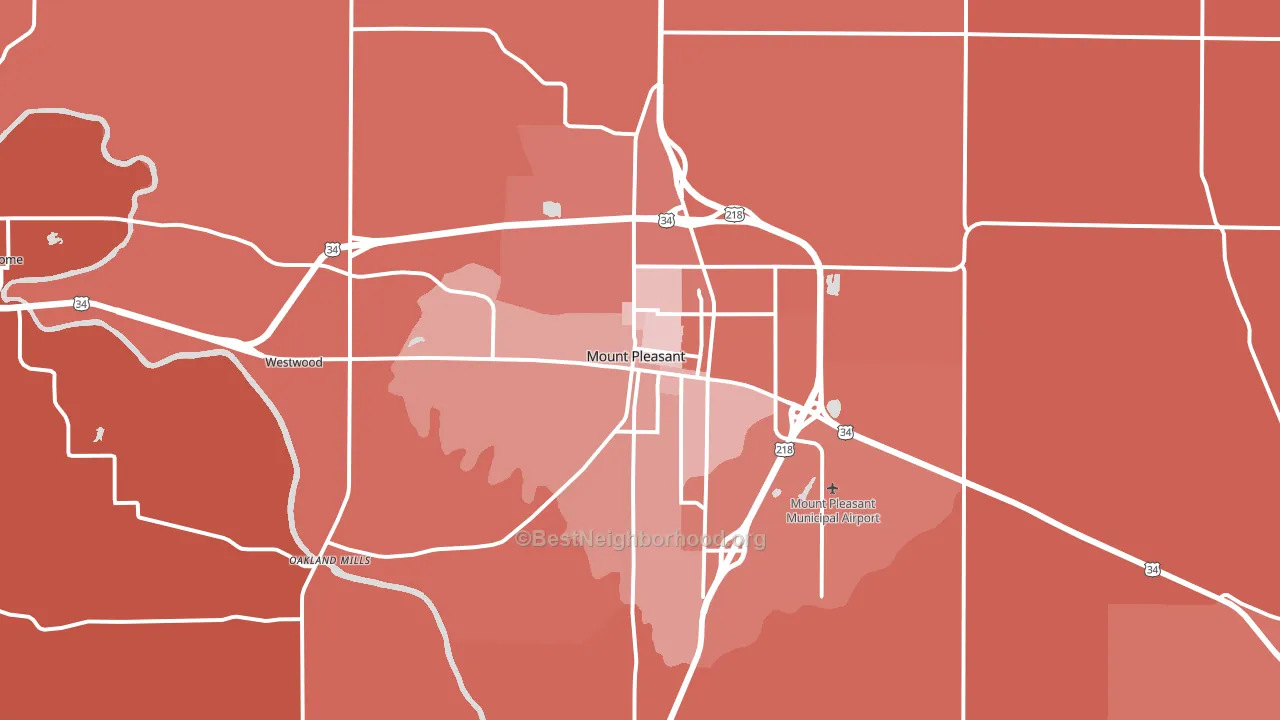 Mount Pleasant, IA block-group political-lean map