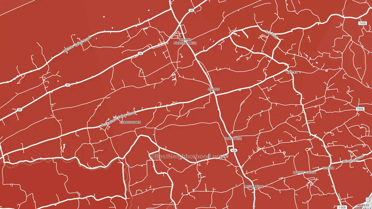 Mount Pleasant Mills, PA block-group political-lean map