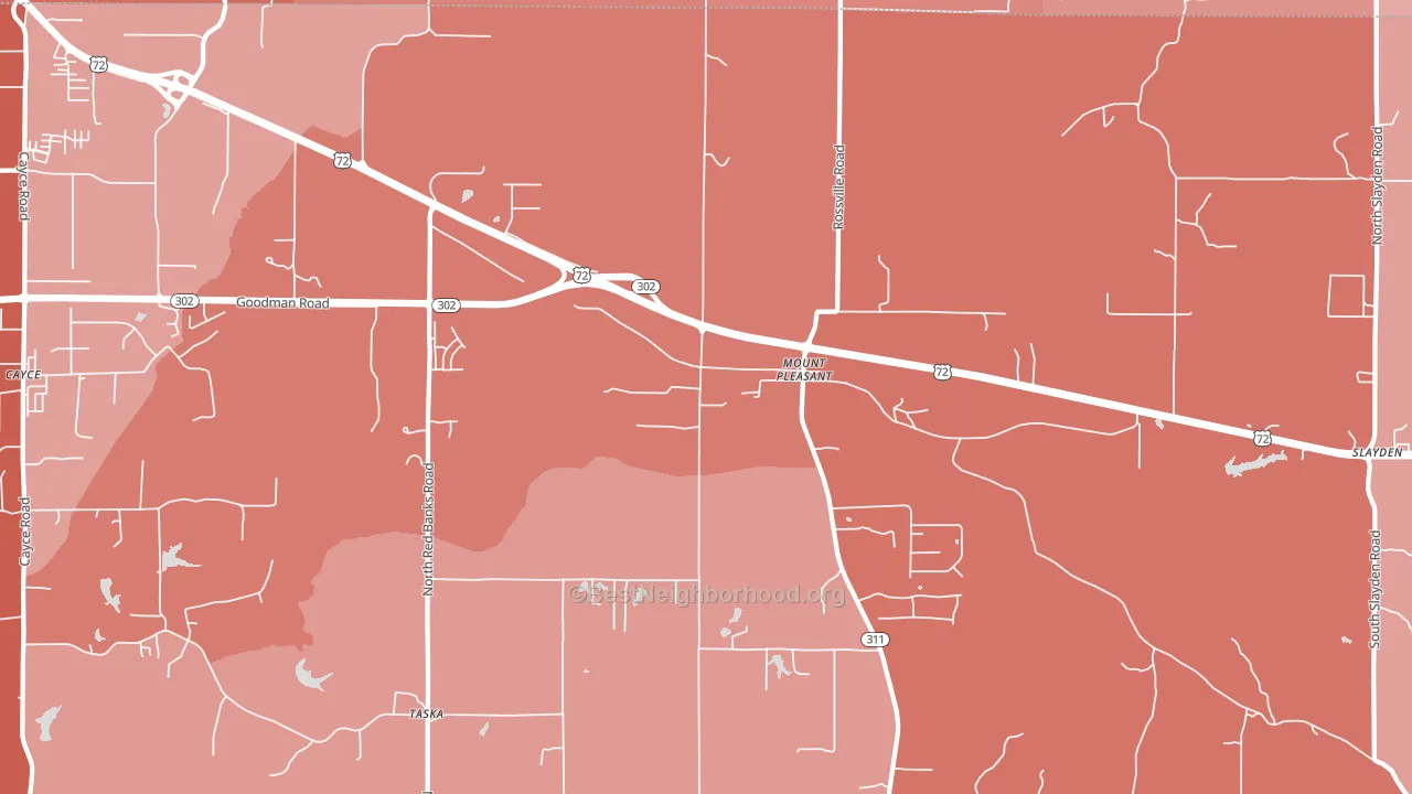Mount Pleasant, MS block-group political-lean map