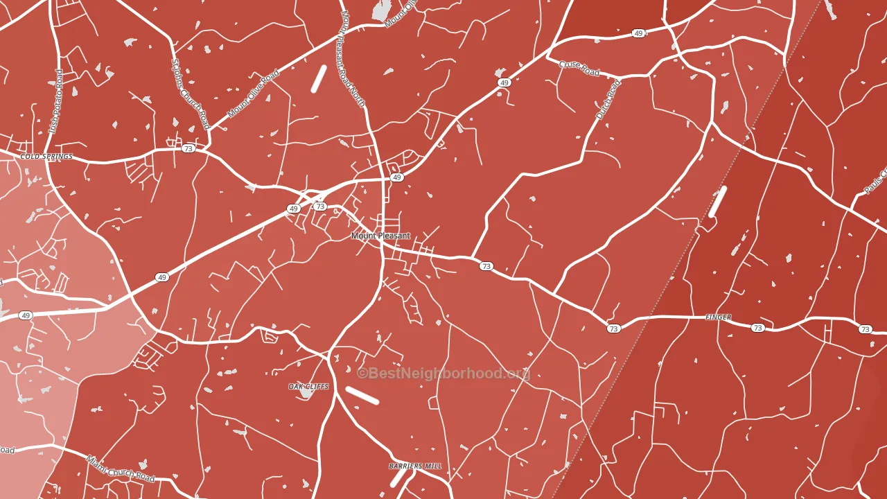 Mount Pleasant, NC block-group political-lean map
