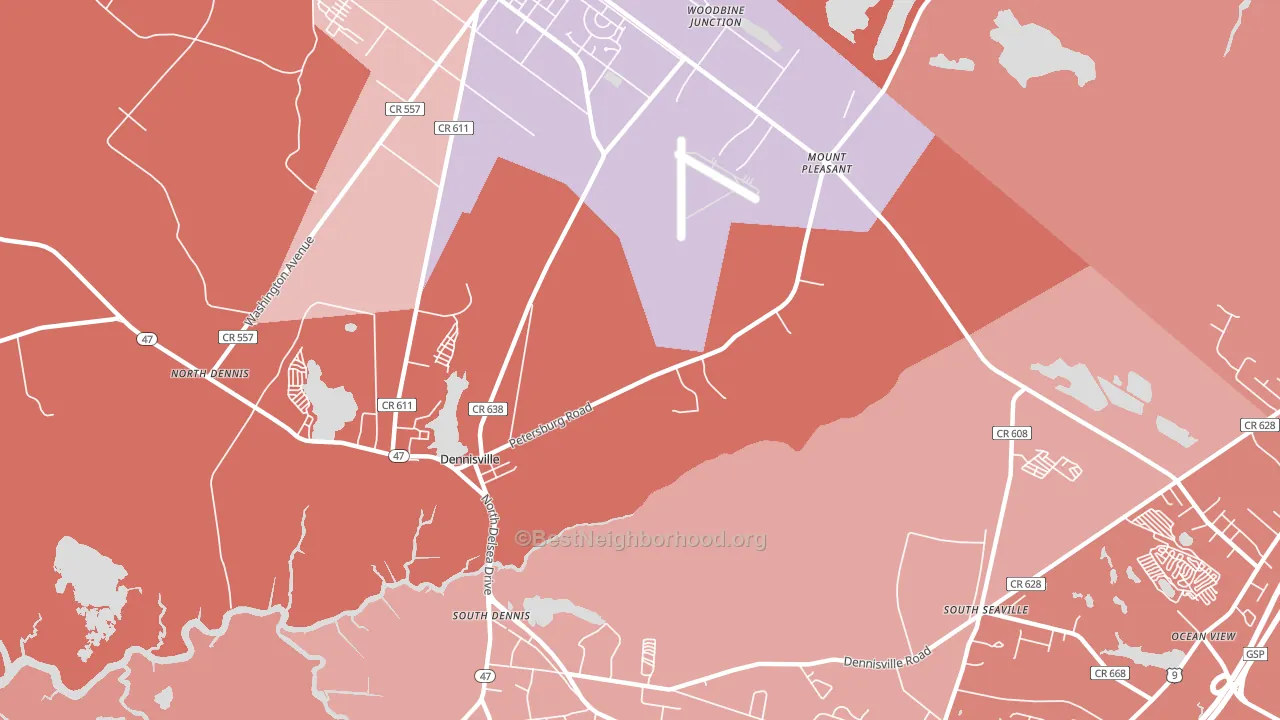 Mount Pleasant, NJ block-group political-lean map
