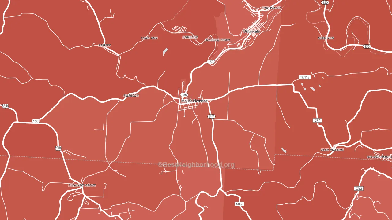Mount Pleasant, OH block-group political-lean map