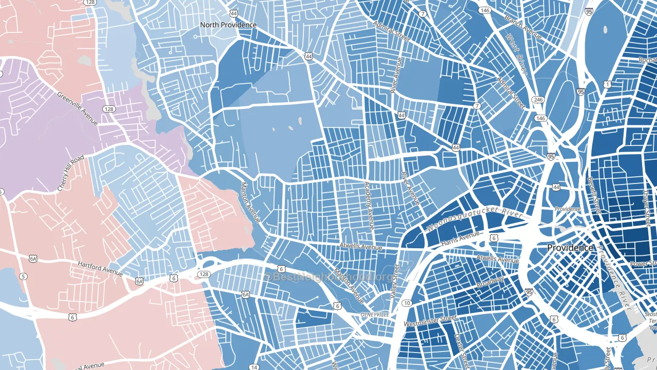 Mount Pleasant, Providence, RI block-group political-lean map